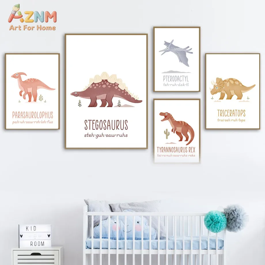 Kids Education Name - AZNM Lindos Cuadros de Dinosaurios en