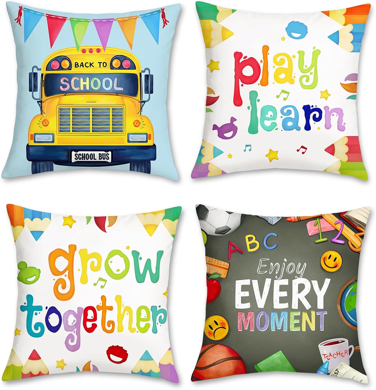 Paquete de 4 Fundas de Almohad - Kids Education Motivation reseña y precio